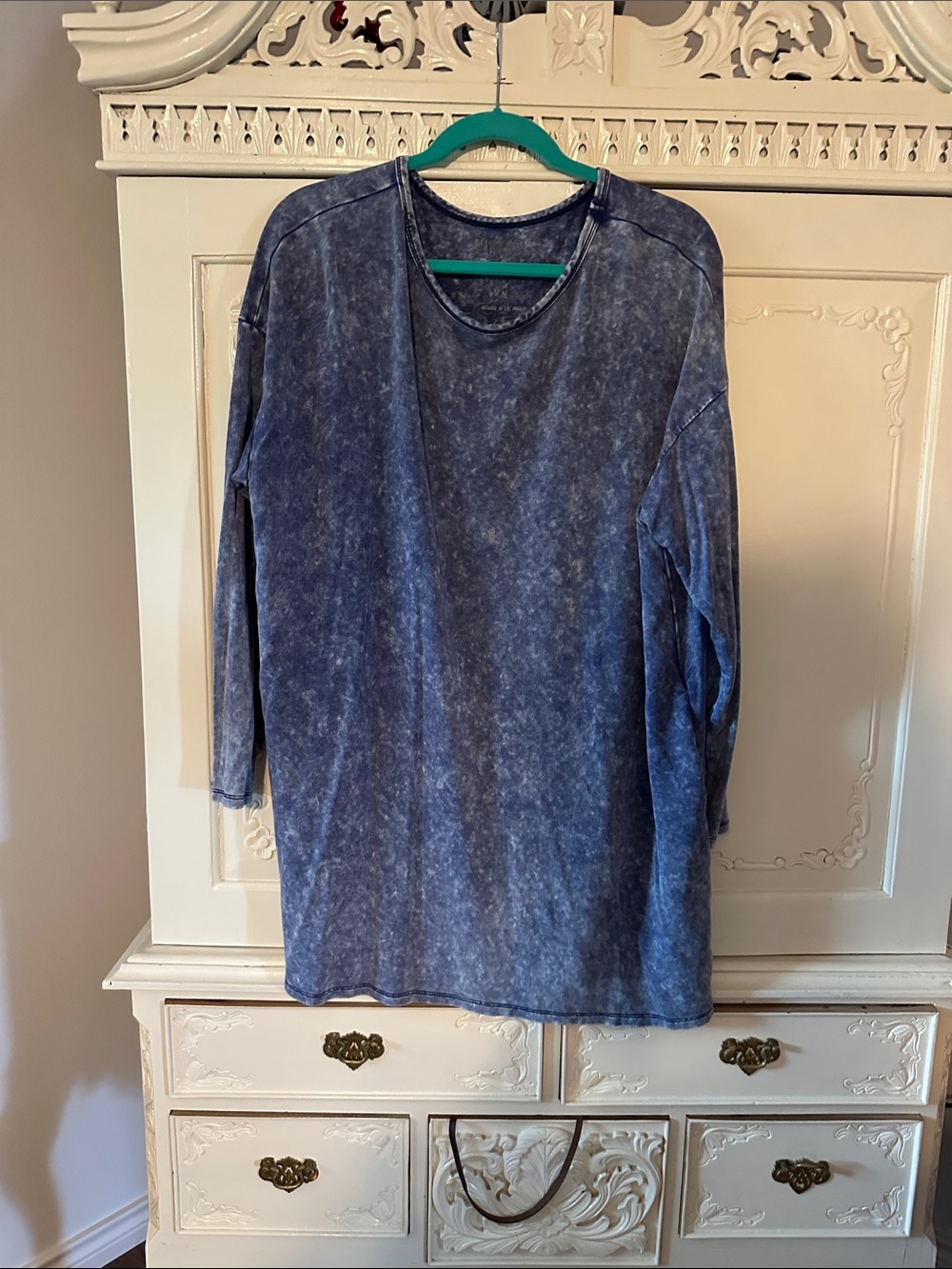 Vintage Canvas Oversized Lightwash Blue Long Sleeve Tunic Top